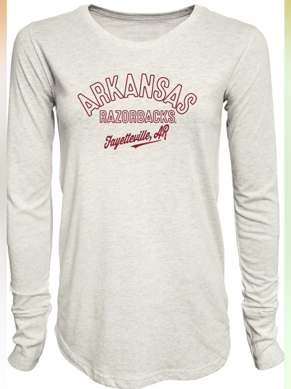 Blue 84 Arkansas Razorbacks Long Sleeve Tee in Oatmeal and Maroon Size XXL NWOT